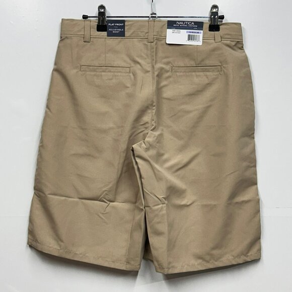 Nautica‎ Boys School Uniform Khaki Flat Front Shorts Adjustable Waist 18 Reg NWT - Picture 2 of 12